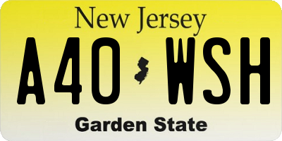 NJ license plate A40WSH