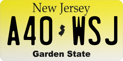 NJ license plate A40WSJ