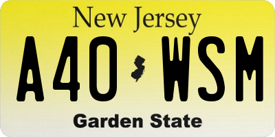 NJ license plate A40WSM