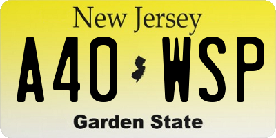 NJ license plate A40WSP