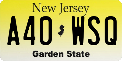 NJ license plate A40WSQ