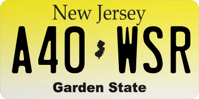 NJ license plate A40WSR