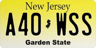 NJ license plate A40WSS