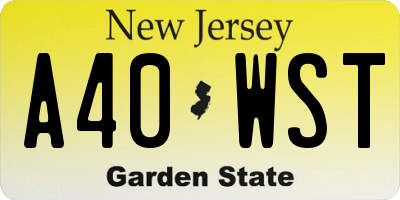 NJ license plate A40WST
