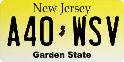 NJ license plate A40WSV