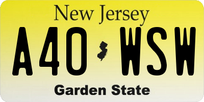 NJ license plate A40WSW