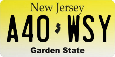 NJ license plate A40WSY