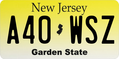 NJ license plate A40WSZ