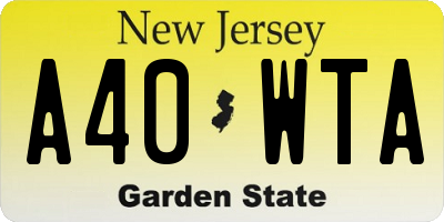 NJ license plate A40WTA