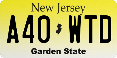 NJ license plate A40WTD