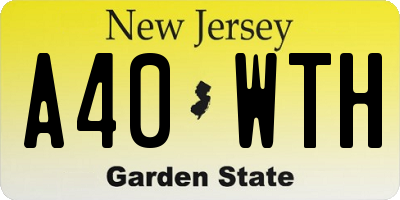 NJ license plate A40WTH