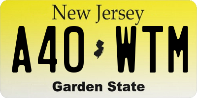 NJ license plate A40WTM