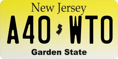 NJ license plate A40WTO