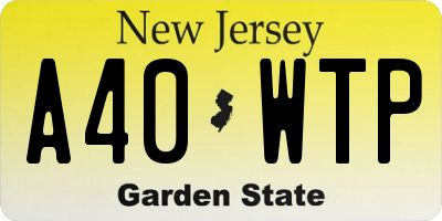 NJ license plate A40WTP