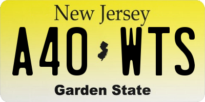 NJ license plate A40WTS