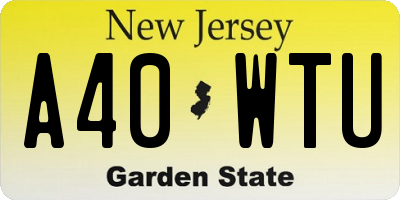 NJ license plate A40WTU