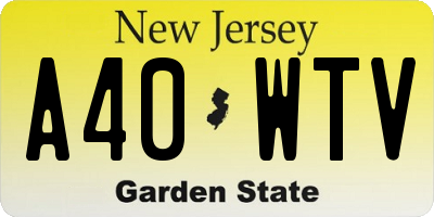 NJ license plate A40WTV