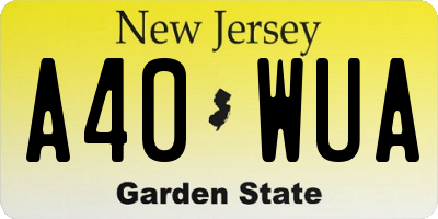 NJ license plate A40WUA