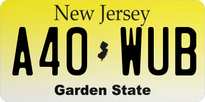 NJ license plate A40WUB