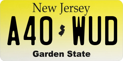 NJ license plate A40WUD