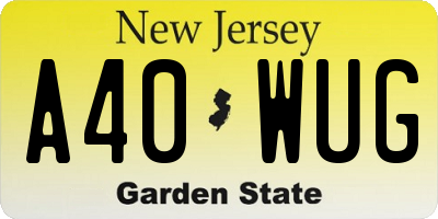 NJ license plate A40WUG