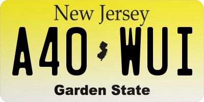 NJ license plate A40WUI