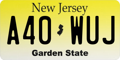 NJ license plate A40WUJ