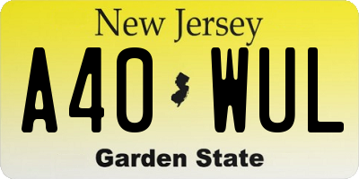 NJ license plate A40WUL
