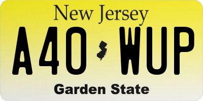 NJ license plate A40WUP