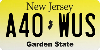 NJ license plate A40WUS