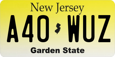 NJ license plate A40WUZ