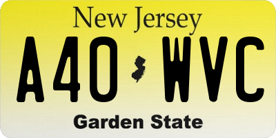 NJ license plate A40WVC