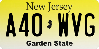 NJ license plate A40WVG