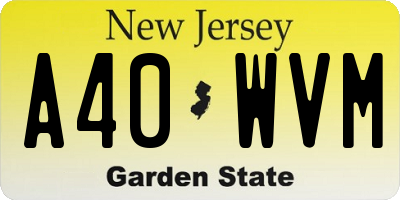 NJ license plate A40WVM