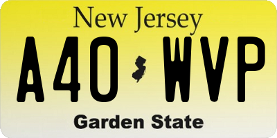 NJ license plate A40WVP