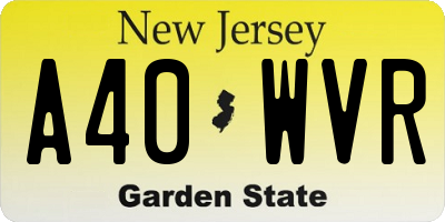 NJ license plate A40WVR