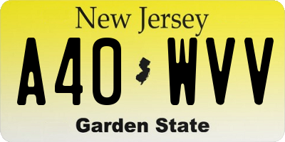 NJ license plate A40WVV