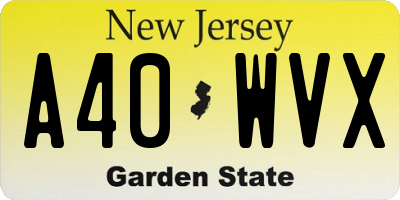 NJ license plate A40WVX