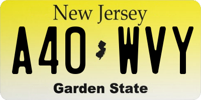 NJ license plate A40WVY