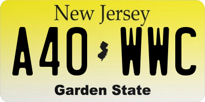 NJ license plate A40WWC