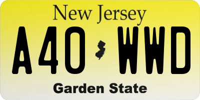 NJ license plate A40WWD