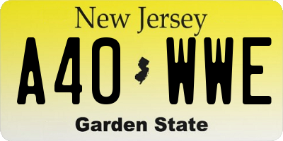 NJ license plate A40WWE