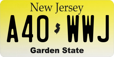 NJ license plate A40WWJ