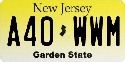 NJ license plate A40WWM
