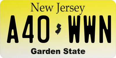 NJ license plate A40WWN