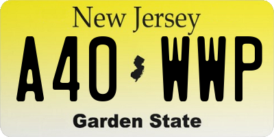 NJ license plate A40WWP
