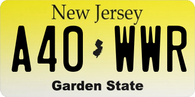 NJ license plate A40WWR