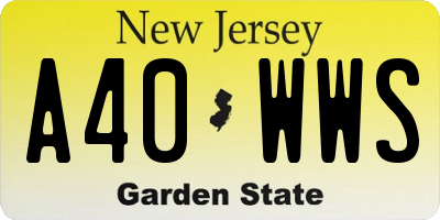 NJ license plate A40WWS