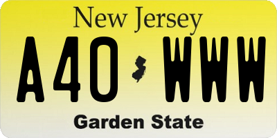 NJ license plate A40WWW