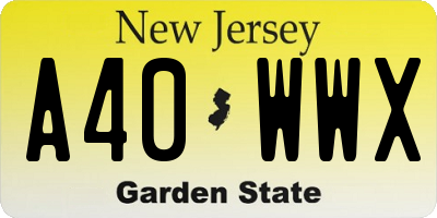 NJ license plate A40WWX